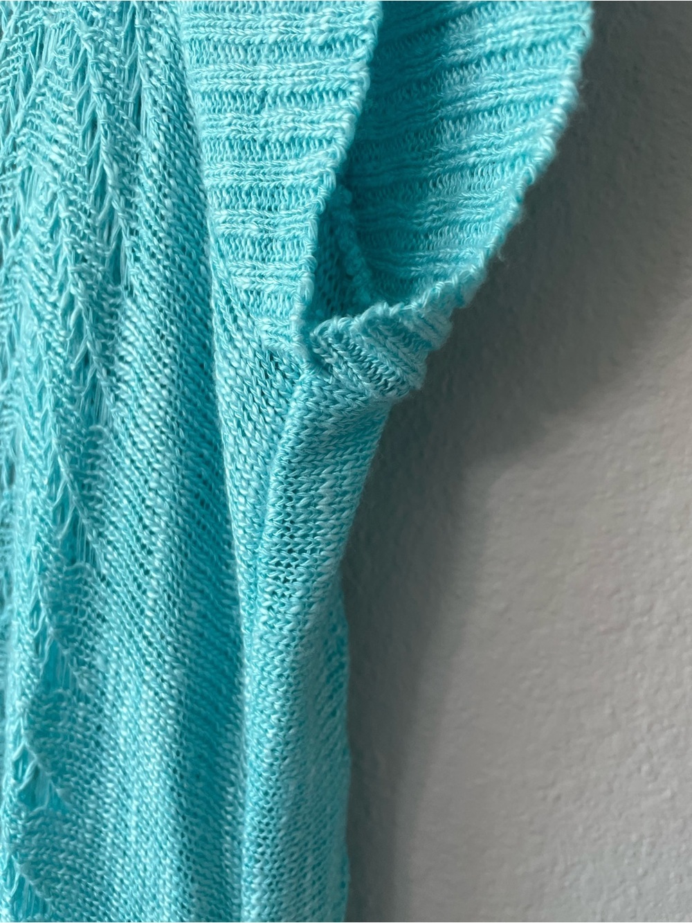 Maurices turquoise open-knit short-sleeve duster/cardigan Size 1 - Picture 6 of 9